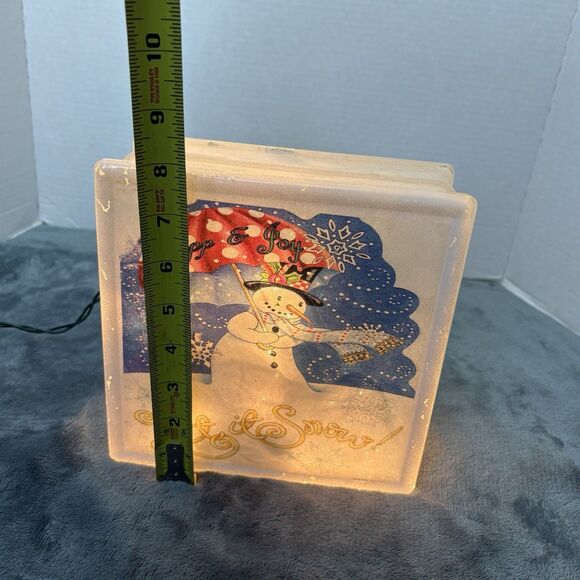 Christmas Holiday Decor Heavy Glass Light Up Let It Snow Snowman - Picture 7 of 9